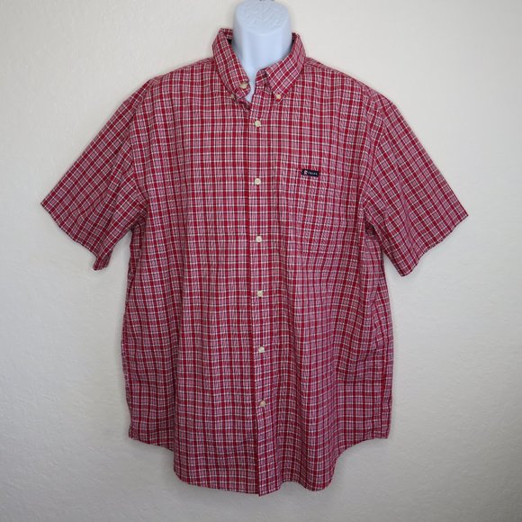 Chaps* Men's Short Sleeve Button Down Curved Hem Plaid Pocket Shirt~ Size XL - Picture 1 of 12